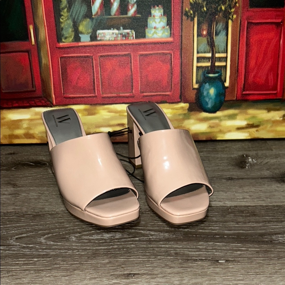 Worthington Cream Mules with Open Toe Design